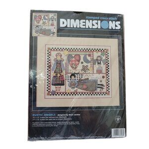 Dimensions Stamped Cross Stitch Kit Rustic Angels 3156 By Brian Jackins